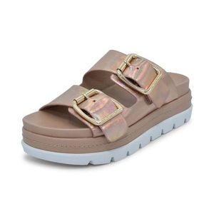 Jslides bolo leather platform sandals- rose gold- size 8.5